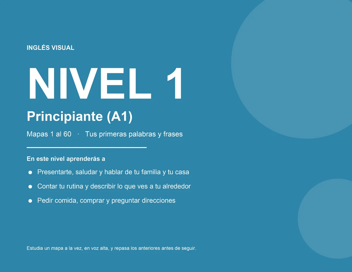Portada del nivel 1: Principiante (A1), mapas 1–60